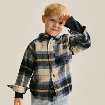 Reserved - Bavlněná kostkovaná košile - modrá - 026FO-55X - 026FO-55X-92