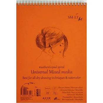 SMLT Blok spirálový Mixed Media na malbu i kresbu A3, 200g/m2, 30 listů
