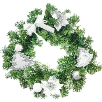 Vánoční dekorace Bestent Vánoční věnec 40cm stříbrná