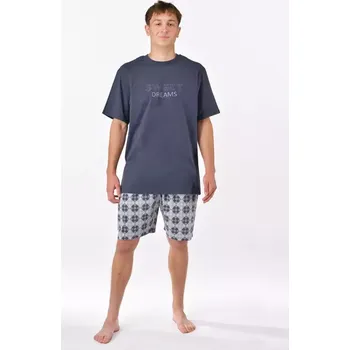 Pánské oblečení GINA pánské pyžamo krátké pánské, šité, s potiskem Pyžama 2025 79198P tm. šedá šedá XXXL
