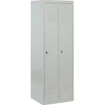 B2B Partner Kovová šatní skříňka S2, 2 oddíly, 1800 x 600 x 500 mm, otočný zámek, šedé dveře