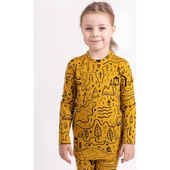 Pánské tričko UNUO Dětské merino tričko s dlouhým rukávem 5 LET ŽLUTÁ