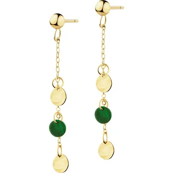 Náušnice Zlaté náušnice se syntetickými malachity - AP542-1192