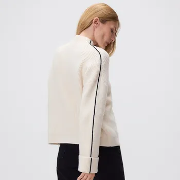 Dámský svetr Reserved - Svetr s kontrastní lemovkou - tělová - 097HH-02X - 097HH-02X-S