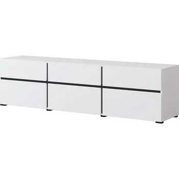 Televizní stolek Televizní stolek BONIFACIO 3D3S, bílá/černá + vyzvednutí ZDARMA