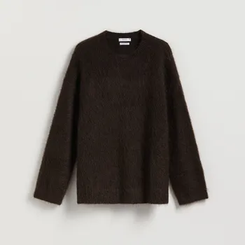 Dámský svetr Reserved - Svetr ze směsi mohéru - tmavě hnědá - 162GS-89X - 162GS-89X-XL