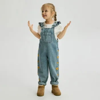 Dívčí kalhoty Reserved - Džínové kalhoty s laclem - modrá - 649HF-55J - 649HF-55J-116