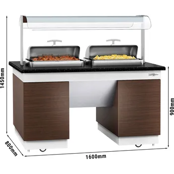 Vinotéka G.Gastro Teplý bufetový pult - 1,6 x 0,8 m - se 2 chafing mísami