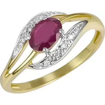 Prsten Dámský prsten žluté zlato 585/1000 přírodní diamant 0.54 ct s rubín a GKW37898RUB GKW37898-ZL-RUB velikost 55