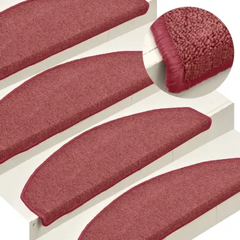 Nášlap na schod zahrada-XL Schodové rohože 15 ks 65 x 24 x 4 cm bordó půlkulaté velké 322373