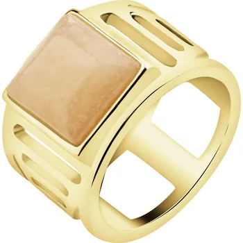 Prsten Pozlacený prsten z mosazi s kalcitem - AR542-3853