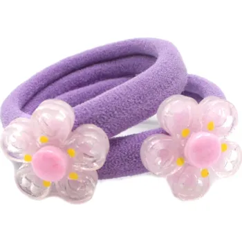 Dětské gumičky s kytičkou, 2 ks Barva: fialová