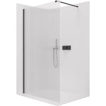 Cerano Sprchová zástěna Walk-in Onyx Cube L/P, 8 mm, hranatá vzpěra, černá matná, rýhované sklo, 160x200 cm, CER-8050BD574