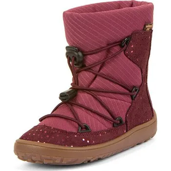 Dívčí zimní obuv Dívčí zimní barefoot boty TEX TRACK WOOL Bordeaux+ G3160251-7 - 34