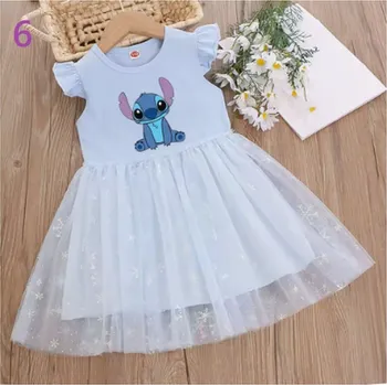 Dívčí šaty Lilo & Stitch Dívčí šaty "Lilo & Stitch" s volánkovým rukávem a třpytivou sukní - modré Motiv: 6, Velikost: 130