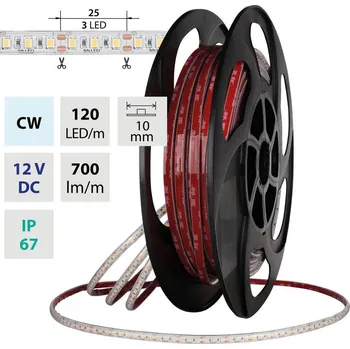 LED páska McLED ML-121.006.90.2 LED pásek SMD2835 CW, 120LED/m, 7,2W/m, DC 12V, 700lm/m, CRI90, IP67, 10mm, 50m