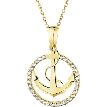 Přívěsek Zlatý přívěsek se zirkony - kotva - AP543-2846