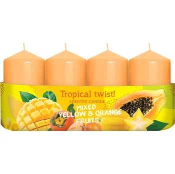 Svíčka Svíčka vonná TROPICAL TWIST YELLOW d4x7cm 4 ks