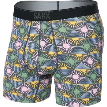 Pánské spodní prádlo spodní prádlo SAXX QUEST QUICK-DRY MESH BOXER BRIEF FLY, rise and shine-Ebony - XXL
