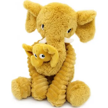 plyšák PTIPOTOS Plyšový slon Dimoitou hořčicový - máma s miminkem