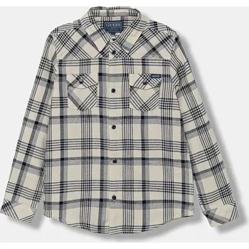 Chlapecká košile Dětská bavlněná košile Guess L5YH03.WGA80.9BYA béžová 02X, vel. 147-157