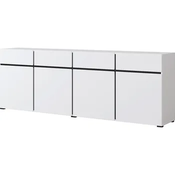 Komoda Komoda BONIFACIO 4D4S, bílá/černá + vyzvednutí ZDARMA