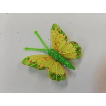 Závěsná dekorace na klip motýl 5cm - zelený se třpytky, tečkovaný