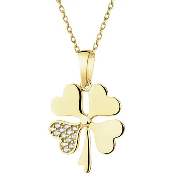 Přívěsek Zlatý přívěsek se zirkony - čtyřlístek - AP543-3752