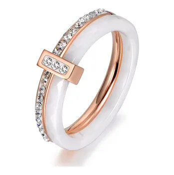 Prsten Prosperk Prstýnek keramický bílá a rose gold Velikost prstenů: 9 (EU: 59-61)