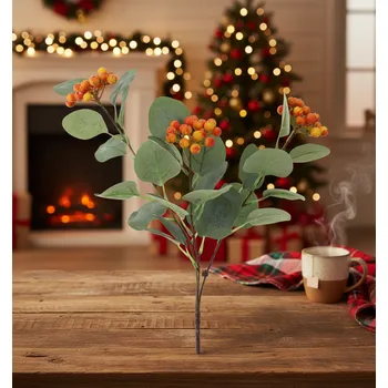 umělá květina Umělá větvička | MIRTELO | umělá oranžovo-červená | 60 cm | 861012 Výška 60 cm