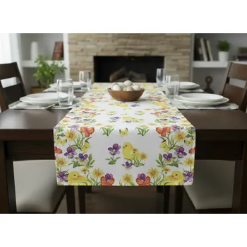 ubrus Vzorovaný ubrus - běhoun na stůl JARNÍ KUŘÁTKA 55x120 cm Mybesthome