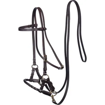 F.R.A. Uzdečka bezudidlová Sidepull Pariba F.R.A., mosaz, hnědá PONY