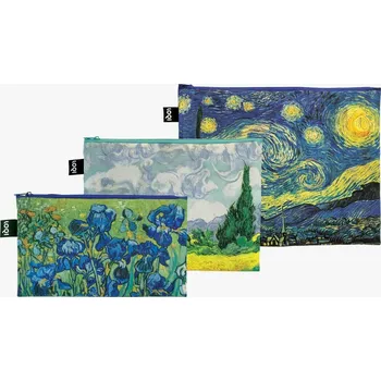 Kosmetická taška Taštička na zip 3 ks LOQI VINCENT VAN GOGH The Starry Night, A Wheatfield with Cypresses