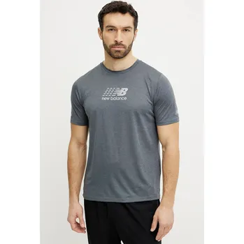 Pánské tričko Běžecké tričko New Balance Athletics Graphic šedá barva, s potiskem, MT51204GT 90X, vel. S