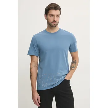 Bavlněné tričko Karl Lagerfeld modrá barva, s potiskem, A1M46070 95X, vel. M