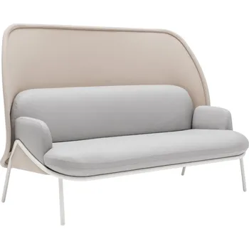 Pohovka MDD Béžovo-šedá dvoumístná pohovka Mesh 184 cm s bílou podnoží