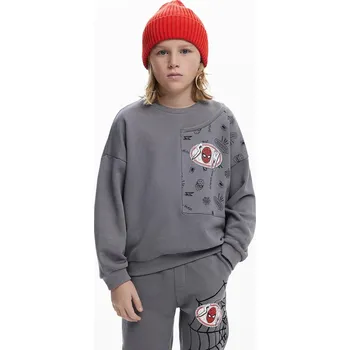 Chlapecká mikina Dětská bavlněná mikina Desigual 25SBSK03 šedá 90X, vel. 164