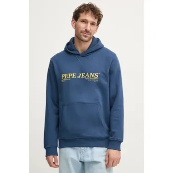Pánská mikina Mikina Pepe Jeans DYLAN HOODIE pánská, tmavomodrá barva, s kapucí, s aplikací, PM582755 59X, vel. S