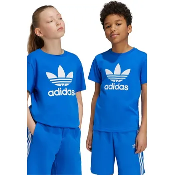 Dětské bavlněné tričko adidas Originals TREFOIL TEE s potiskem, IY7425 modrá 55X, vel. 170
