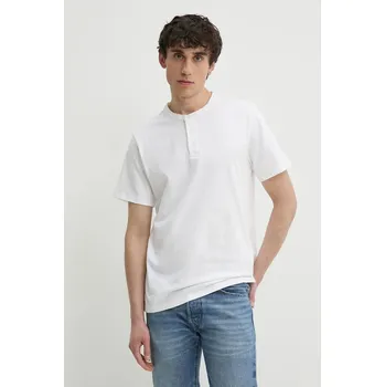 Bavlněné tričko Levi's SS HM HENLEY bílá barva, A8602 00X, vel. S