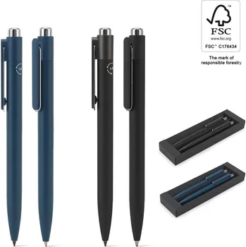 KYLIE SET. Sada sestávající z kuličkového pera a pera bez inkoustu, obě z hliníku (94 % recyklovaného) - Černá