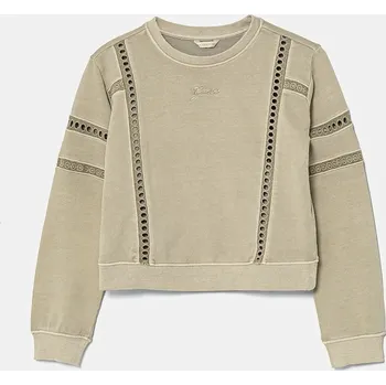 Chlapecká mikina Dětská bavlněná mikina Guess zelená barva, s aplikací, J5RQ08 KAD74 J5RQ08.KAD74.PPYA 91X, vel. 167