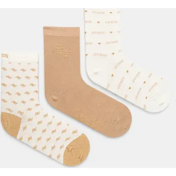 Pánské ponožky Ponožky Guess 3-pack dámské, béžová barva, O4BG03.KCJ20 80A, vel. 35-38