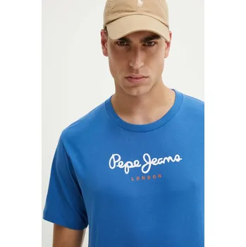 Bavlněné tričko Pepe Jeans Eggo PM508208 modrá 95X, vel. XL