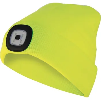 Módní doplněk VELAMP čepice CAP07L s LED světlem limetkově žlutá, s odrazkou
