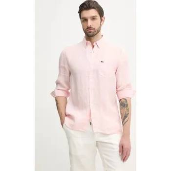 Pánská košile Lněná košile Lacoste CH5692 růžová 03X, vel. 42