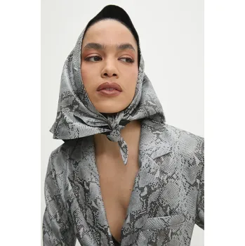Šátek Kožený šátek Answear.LAB šedá barva WS25.SAD003 90X, vel. ONE SIZE