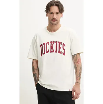 Bavlněné tričko Dickies béžová barva, s potiskem, DK0A4X9FC481 01X, vel. M