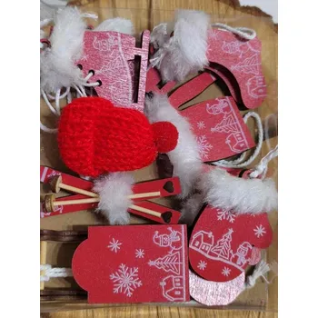 Vánoční dekorace Vánoční ozdoby 10 ks barva červená bílá