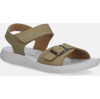 Dívčí obuv Dětské nubukové sandály Geox LIGHTFLOPPY zelená barva, J45GQD.00032 J45GQD.00032.36.39 91X, EUR 39